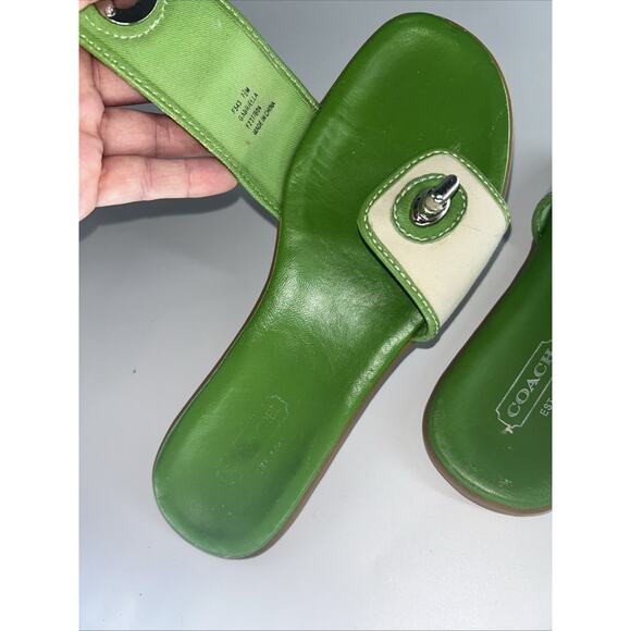 Coach Gabriella Green And Cream Turn Lock Slides. Sz 7.5 Read Description - Picture 7 of 10